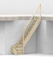 Preview: Raumspartreppe mit Setzstufen und 1/4 Wendelung unten - Geländer mit Alu Sprossen und Holzhandlauf - Treppenbreite 61 cm - Fichte 40 mm - Angebot Nr. 2108304