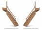 Preview: Nebentreppe mit Setzstufen und 1/4 Wendelung oben - Geländer mit Edelstahl Sprossen und Holzhandlauf - Treppenbreite 75 cm - Buche 40 mm - Angebot Nr. 6238404