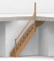 Preview: Nebentreppe mit Setzstufen und 1/4 Wendelung oben - Geländer mit Edelstahl Sprossen und Holzhandlauf - Treppenbreite 75 cm - Buche 40 mm - Angebot Nr. 6238404