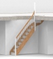 Preview: Nebentreppe mit Setzstufen und 1/4 Wendelung oben - Geländer mit Edelstahl Sprossen und Holzhandlauf - Treppenbreite 75 cm - Buche 40 mm - Angebot Nr. 6238404