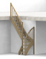 Preview: Raumspartreppe mit 1/4 Wendelung ab Stufe 3 - Rechteckstab Sprossen Geländer ab Eckpfosten und Zusatzgeländer außen ab Antritt bis Ecke - Treppenbreite 60 cm - Eiche 40 mm - Angebot Nr. 3178652