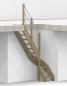 Preview: Raumspartreppe mit 1/4 Wendelung ab Stufe 3 und Pfostengeländer - 2 Alu Gurte mit Alu Handlauf und Mittelpfosten - Edelstahl wählbar - Treppenbreite 60 cm - Eiche 40 mm - Angebot Nr. 3178202