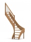 Preview: Nebentreppe mit 1/4 Wendelung ab Stufe 3 - Geländer ab Eckpfosten mit Rundstab Sprossen und Holzhandlauf - Treppenbreite 75 cm - Buche 40 mm - Angebot Nr. 3238702