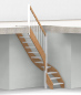 Preview: Nebentreppe mit 1/4 Wendelung ab Stufe 3 - Geländer ab Eckpfosten mit Rundstab Sprossen und Holzhandlauf - Treppenbreite 75 cm - Buche 40 mm - Angebot Nr. 3238702