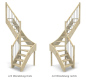 Preview: Raumspartreppe mit 1/4 Wendelung ab Stufe 4 - Geländer ab Antritt mit Edelstahl Sprossen und Holzhandlauf - Treppenbreite 61 cm - Fichte 40 mm - Angebot Nr. 5108402