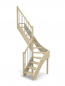 Preview: Raumspartreppe mit 1/4 Wendelung ab Stufe 4 - Geländer ab Antritt mit Edelstahl Sprossen und Holzhandlauf - Treppenbreite 61 cm - Fichte 40 mm - Angebot Nr. 5108402