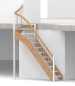 Preview: Nebentreppe mit 1/4 Wendelung oben und Edelstahl Sprossen  Geländer außen ab Antritt bis Austritt - Treppenbreite 75 cm - Buche 40 mm - Angebot Nr. 6238492