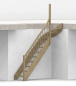 Preview: Nebentreppe mit 1/4 Wendelung oben und Geländer - Rundstab Sprossen mit Holzhandlauf - Treppenbreite 75 cm - Eiche 40 mm - Angebot Nr. 6278702