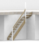 Preview: Nebentreppe mit 1/4 Wendelung oben und Geländer - Rundstab Sprossen mit Holzhandlauf - Treppenbreite 75 cm - Eiche 40 mm - Angebot Nr. 6278702