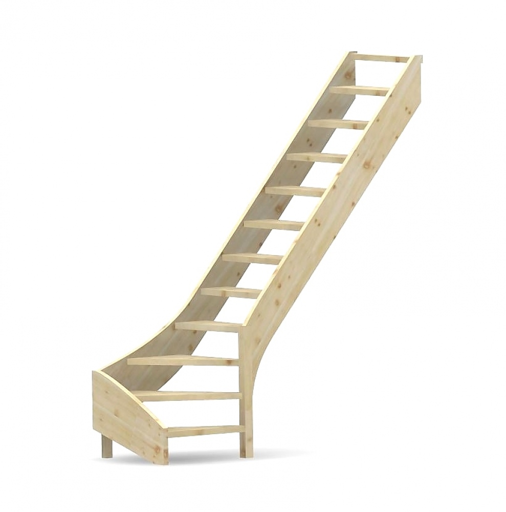 Nebentreppe mit 1/4 Wendelung unten - ohne Geländer - Treppenbreite 75 cm - Fichte 40 mm - Angebot Nr. 2208802